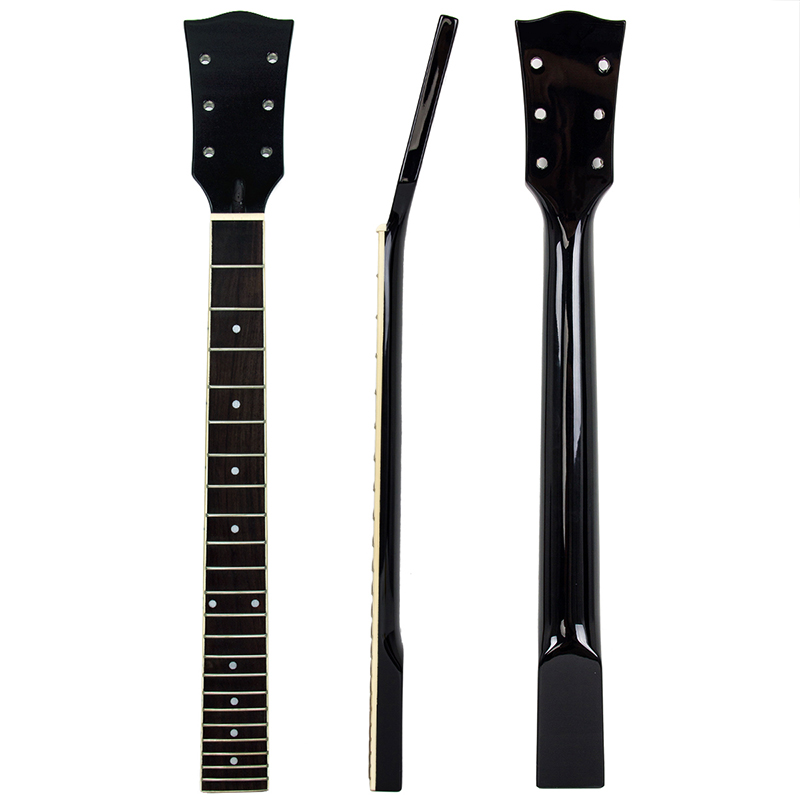 Kmise Electric Guitar Neck for Gibson Les Paul Black Gloss Canada Maple 22 Frets Dual Truss Rod Set In 8.5mm Tuner Hole